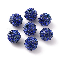 樹脂粘土ラインストーンビーズ  パヴェボールディスコビーズ  ラウンド  サファイア  9.5mm  穴：1.8mm&nbsp;RB-WH0008-01C