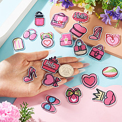 ポリエステル刺繍用粘着糸 アイロン接着/縫い付けパッチ 20枚  布のアップリケ  濃いピンク  混合図形  29~48x25~40x1.5~2mm&nbsp;PATC-TAC0004-09