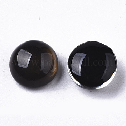 半透明のガラスカボション  変化する色の雰囲気のカボション  半円/ドーム  ブラック  12.5x7mm&nbsp;X-GLAA-T023-03C