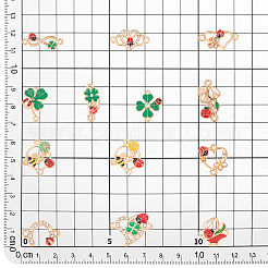 52 個 13 スタイル合金エナメル コネクタ チャーム  クリスタルラインストーンリンク  ライトゴールド  混合図形  10~21.5x11~22x2mm  穴：1.6~2mm  4個/スタイル&nbsp;FIND-PH0021-34