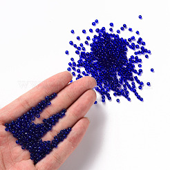 ガラスシードビーズ  トランスペアレント  ラウンド  ブルー  8/0  3mm  穴：1mm  約10000ビーズ/ポンド&nbsp;SEED-A004-3mm-8