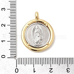 Flat Round with Virgin Mary Charms Brass Pendants&nbsp;KK-H529-29GP
