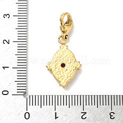 楕円形の304ステンレス鋼ガラスペンダント装飾  カニカン付き  18KGP本金メッキ  レッド  28.5mm&nbsp;HJEW-D301-01C-G