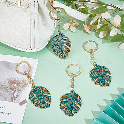 4Pc Monstera Leaf Alloy Enamel Pendant Keychain&nbsp;KEYC-CP0001-25