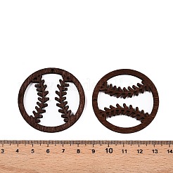 天然ポプラ材のペンダント  染め  野球  サドルブラウン  45x2mm  穴：1.6mm&nbsp;WOOD-N016-42