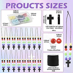 クロスペンダントネックレスのDIYキット  編み込みナイロン糸を含む  ウッドペンダント  不透明なアクリルビーズ  ミックスカラー  21~22x14~15x4~5mm  穴：1.8mm&nbsp;DIY-FS0009-08