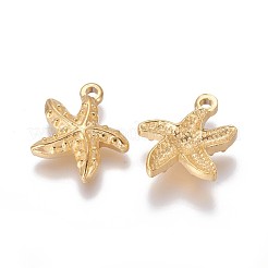 304ステンレスペンダント  ヒトデ/海星  ゴールドカラー  19.3x17~17.8x4~4.1mm  穴：1.8mm&nbsp;STAS-I105-29G