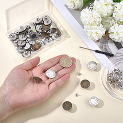 40 セット 2 スタイルの合金ボタン  ネジ付き  フラットラウンド  鉄製プラスドライバー1本  アンティークブロンズ·プラチナ  スター  20x8.5mm&nbsp;BUTT-GF0004-27A