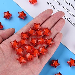 透明なアクリルビーズ  二層ビーズ  多面カット  スター  レッド  14x15x8.5mm  穴：2mm  約518個/500g&nbsp;TACR-S152-02A-712