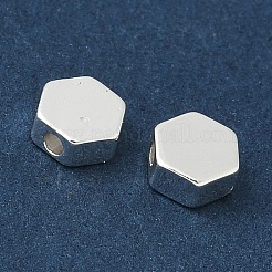 真鍮ビーズ  ニッケルフリー  ラックめっき  長持ちメッキ  銀  六角  5x5.5x2.3mm  穴：1.2mm&nbsp;KK-D386-19P-02
