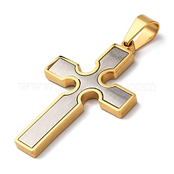 304ステンレスペンダント  クロスチャーム  真空めっき  ゴールデン·ステンレス鋼色  42x26.5x3mm  穴：8x5mm&nbsp;STAS-F323-01GP