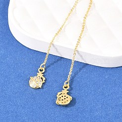 Planet with Star Brass Micro Pave Clear Cubic Zirconia Ear Thread&nbsp;EJEW-H182-07G