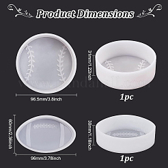 2Pcs 2 Style DIY Flat Rugby & Flat Tennis Display Decoration Silicone Molds&nbsp;DIY-BC0008-95