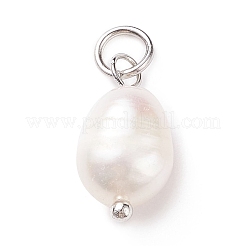 Grade B Natural Cultured Freshwater Pearl Charms&nbsp;X-PALLOY-JF01497-02