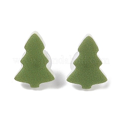 クリスマステーマの女性用アクリルスタッドピアス  スチール針付き  プラチナ  クリスマスツリー  17.5x12.5mm&nbsp;EJEW-U016-07P