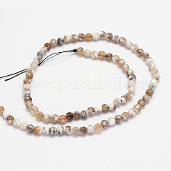 Faceted Natural Agate Round Beads Strands&nbsp;X-G-E318B-4mm-01