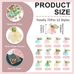 72Pcs 12 Styles Glass Pendants&nbsp;PALLOY-TAC0235
