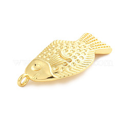 真鍮チャーム  魚  ラックめっき  長持ちメッキ  鉛フリー＆カドミウムフリー  ゴールドカラー  46x22.5x6mm  穴：3mm&nbsp;X-KK-H073-04G