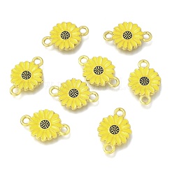 ゴールデントーン合金リンクコネクター  エナメル  デイジーの花  ゴールド  20.5x13.5x2.5mm  穴：2mm&nbsp;X-PALLOY-T072-001G-01