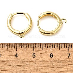 真鍮製フープピアス  ハギーフープピアスのパーツ  カドミウムフリー＆鉛フリー  長持ちメッキ  水平ループ付き  リング  18KGP本金メッキ  16x15x2~4mm  穴：1.2mm  ピン：1mm&nbsp;X-EJEW-K083-33G