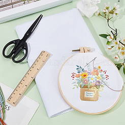 綿の刺繍生地  正方形  ホワイト  500x500x0.5mm&nbsp;DIY-WH0021-89A