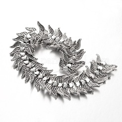 翼チベットスタイル合金ビーズ連売り  無鉛の  7x20x3mm  穴：1mm  約40個/連&nbsp;TIBEB-O007-45-LF