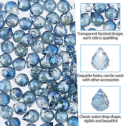 Full Rainbow Plated Electroplate Transparent Glass Beads Strands&nbsp;EGLA-FI0001-02
