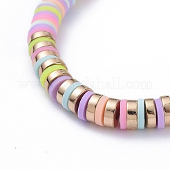 Handmade Polymer Clay Heishi Beads Stretch Bracelets&nbsp;BJEW-JB05300-03