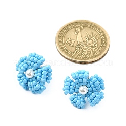 Daisy Glass Seed Beaded Stud Earrings&nbsp;EJEW-MZ00334-01