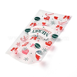 クリスマステーマのプラスチック製収納袋  チョコレート用  キャンディ  クッキーギフト包装  クリスマスの靴下の模様  27x13x0.01cm  100個/袋&nbsp;ABAG-B003-01