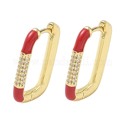 Brass Micro Pave Cubic Zirconia Hoop Earrings&nbsp;KK-CBA98BA-01G-A