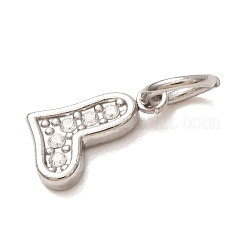 304ステンレススチールマイクロパヴェクリアキュービックジルコニアチャーム  ハートチャーム  ステンレス鋼色  9x6x1.5mm  穴：4mm&nbsp;CU-CBAB6EC-22P