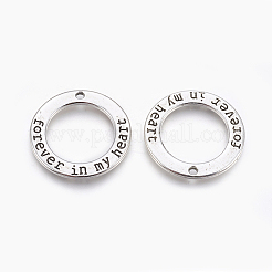 チベットスタイル合金のリングペンダント  言葉付きの  カドミウムフリー＆鉛フリー  アンティークシルバー  29x2mm  穴：2mm  約199個/950g&nbsp;LS-TIBEP-S293-018AS-LF