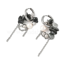 Natural Eagle Eye Stone Chips Drop Earrings&nbsp;EJEW-TA00817-04