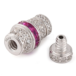 スターリングシルバーのマイクロパヴェキュービックジルコニアスクリュークラスプ925個  プラチナメッキ  12x6mm  穴：0.8mm&nbsp;STER-U005-03P-03