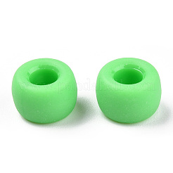 不透明なプラスチックビーズ  艶消し  バレル  ライムグリーン  9x6mm  穴：3.8mm  約1900個/500g&nbsp;KY-T025-01-C04