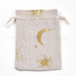 クリスマステーマの綿生地布バッグ  巾着袋  クリスマスパーティースナックギフトオーナメント用  スター  14x10cm&nbsp;ABAG-H104-B20