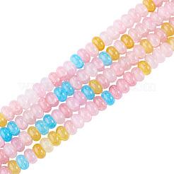 1連売りガラスビーズ連売り  天然石風  ロンデル  染め  カラフル  8~8.5x4.5~5mm  穴：1~1.2mm  約155~159個/連  30.12~31.30インチ（76.5~79.5cm）&nbsp;GLAA-TADJ0001-06F