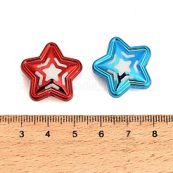 UVメッキ加工のエンボス加工アクリルビーズ  スター  ミックスカラー  22x23.5x9.5mm  穴：3mm&nbsp;AC-CBAEEF4-18