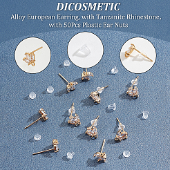 12Pcs Brass Micro Pave Clear Cubic Zirconia Stud Earring Findings&nbsp;KK-DC0001-28