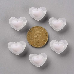透明なアクリルビーズ  艶消し  二層ビーズ  ハート  ホワイトスモーク  13x17x9.5mm  穴：2.5mm  約420個/500g&nbsp;TACR-S152-08C-06