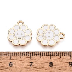 合金エナメルチャーム  ラックめっき  花のチャーム  ゴールドカラー  ホワイト  15x12.5x1.2mm  穴：1.6mm&nbsp;ENAM-T022-85B-G