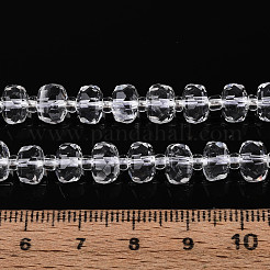 天然石クオーツクリスタルビーズ連売り  水晶  シードビーズで  多面カット  ロンデル  7~8.5x5~7mm  穴：1mm  約22~28個/連  7.09~7.87インチ（18~20cm）&nbsp;G-N327-08A-12