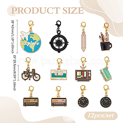 12Pcs Tourism Theme Alloy Enamel Pendant Decorations&nbsp;HJEW-BC00107