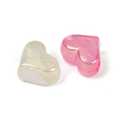 クリアアクリルヨーロピアンビーズ  大穴ビーズ  金粉付き  ハート  ミックスカラー  14.5x17.5x10mm  穴：4mm&nbsp;MACR-L007-15