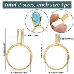 2個2スタイルのアルミ合金指輪部品  4 つのプロング リングのセッティング  ゴールドカラー  内径：19~19.5mm  1個/スタイル&nbsp;FIND-SC0021-84G