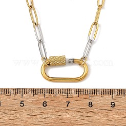 3.5MM Duo Tone Brass Paperclip Chain Necklaces with 304 Stainless Steel Screw Clasps&nbsp;NJEW-JN06537