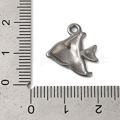 変色しない304ステンレススチールペンダント  魚のチャーム  ステンレス鋼色  18x16x2mm  穴：1.8mm&nbsp;STAS-N103-31P