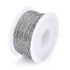 変色しにくい304ステンレススチールのペーパークリップチェーン  ハンダ付け  ステンレス鋼色  3x1.5x0.3mm  約32.8フィート（10m）/ロール&nbsp;CHS-F010-01A-P-01