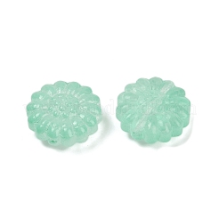 透明ガラスビーズ  花  焼き付け塗料  ミディアムアクアマリン  16x15.5x7.5mm  穴：1.2mm&nbsp;LS-DGLA-E004-05G